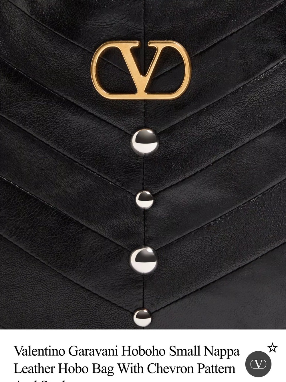 Nwt Valentino Garavani Hoboho Small Nappa Leather Hobo Bag With Chevron Pattern - Picture 7 of 16